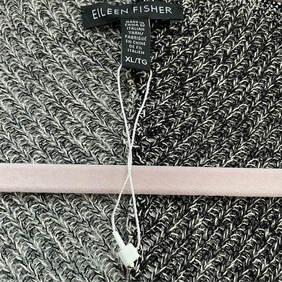 NWOT Eileen Fisher Wool Organic Linen Open Cardigan Sweater Colorblock Gray - Picture 3 of 16
